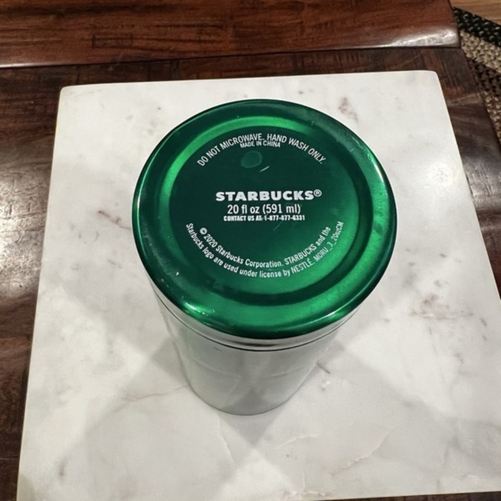 Starbucks Holiday 2020 Green Emerald 24oz Cold‎ Cup Tumbler Marble Wave - Picture 6 of 6